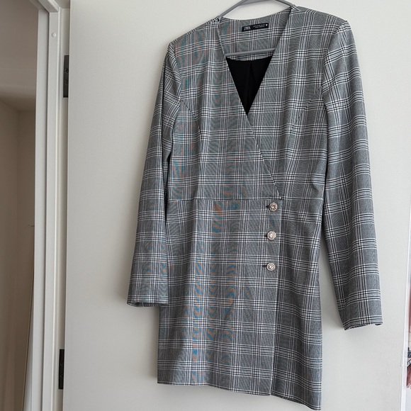 zara grey blazer dress ZARA TEXTURED BLAZER DRESS XS-XXL REF.4661/330 BLOGGERS FAVORITE